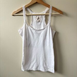 Hollister Y2K White Lace Trim Tank Top
